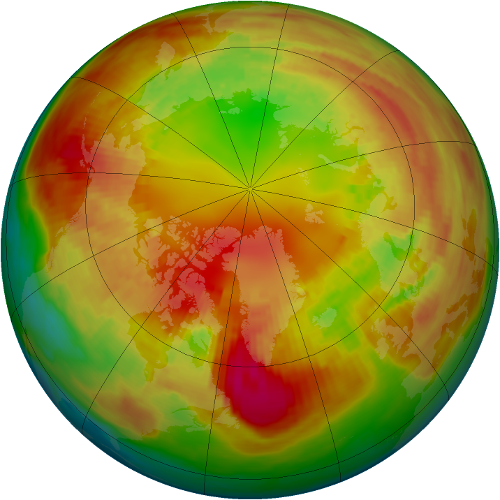 Arctic ozone map for 19 February 1982
